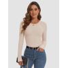 imageATHMILE Womens Long Sleeve CrewneckV Neck Ribbed Tops Fall Fitted Stretch Casual Basic T Shirts 2026Apeach