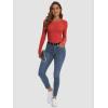 imageATHMILE Womens Long Sleeve CrewneckV Neck Ribbed Tops Fall Fitted Stretch Casual Basic T Shirts 2026Ared