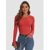 imageATHMILE Womens Long Sleeve CrewneckV Neck Ribbed Tops Fall Fitted Stretch Casual Basic T Shirts 2026Ared