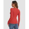 imageATHMILE Womens Long Sleeve CrewneckV Neck Ribbed Tops Fall Fitted Stretch Casual Basic T Shirts 2026Ared