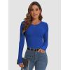 imageATHMILE Womens Long Sleeve CrewneckV Neck Ribbed Tops Fall Fitted Stretch Casual Basic T Shirts 2026Aroyal Blue