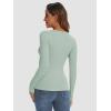 imageATHMILE Womens Long Sleeve CrewneckV Neck Ribbed Tops Fall Fitted Stretch Casual Basic T Shirts 2026Asage Green