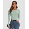 imageATHMILE Womens Long Sleeve CrewneckV Neck Ribbed Tops Fall Fitted Stretch Casual Basic T Shirts 2026Asage Green