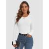 imageATHMILE Womens Long Sleeve CrewneckV Neck Ribbed Tops Fall Fitted Stretch Casual Basic T Shirts 2026Awhite