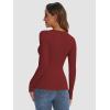 imageATHMILE Womens Long Sleeve CrewneckV Neck Ribbed Tops Fall Fitted Stretch Casual Basic T Shirts 2026Awine Red