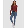 imageATHMILE Womens Long Sleeve CrewneckV Neck Ribbed Tops Fall Fitted Stretch Casual Basic T Shirts 2026Awine Red