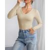 imageATHMILE Womens Long Sleeve CrewneckV Neck Ribbed Tops Fall Fitted Stretch Casual Basic T Shirts 2026Vapricot