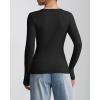 imageATHMILE Womens Long Sleeve CrewneckV Neck Ribbed Tops Fall Fitted Stretch Casual Basic T Shirts 2026Vblack