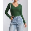 imageATHMILE Womens Long Sleeve CrewneckV Neck Ribbed Tops Fall Fitted Stretch Casual Basic T Shirts 2026Vdark Green