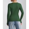 imageATHMILE Womens Long Sleeve CrewneckV Neck Ribbed Tops Fall Fitted Stretch Casual Basic T Shirts 2026Vdark Green