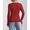 imageATHMILE Womens Long Sleeve CrewneckV Neck Ribbed Tops Fall Fitted Stretch Casual Basic T Shirts 2026Vdark Red