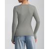 imageATHMILE Womens Long Sleeve CrewneckV Neck Ribbed Tops Fall Fitted Stretch Casual Basic T Shirts 2026Vgrey
