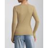 imageATHMILE Womens Long Sleeve CrewneckV Neck Ribbed Tops Fall Fitted Stretch Casual Basic T Shirts 2026Vkhaki