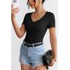 imageATHMILE Womens Long Sleeve CrewneckV Neck Ribbed Tops Fall Fitted Stretch Casual Basic T Shirts 2026Vneckblack