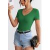 imageATHMILE Womens Long Sleeve CrewneckV Neck Ribbed Tops Fall Fitted Stretch Casual Basic T Shirts 2026Vneckgreen