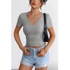 imageATHMILE Womens Long Sleeve CrewneckV Neck Ribbed Tops Fall Fitted Stretch Casual Basic T Shirts 2026Vneckheather Grey