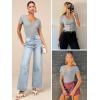 imageATHMILE Womens Long Sleeve CrewneckV Neck Ribbed Tops Fall Fitted Stretch Casual Basic T Shirts 2026Vneckheather Grey