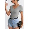 imageATHMILE Womens Long Sleeve CrewneckV Neck Ribbed Tops Fall Fitted Stretch Casual Basic T Shirts 2026Vneckheather Grey
