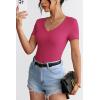 imageATHMILE Womens Long Sleeve CrewneckV Neck Ribbed Tops Fall Fitted Stretch Casual Basic T Shirts 2026Vneckhot Pink
