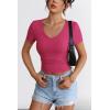 imageATHMILE Womens Long Sleeve CrewneckV Neck Ribbed Tops Fall Fitted Stretch Casual Basic T Shirts 2026Vneckhot Pink