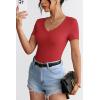 imageATHMILE Womens Long Sleeve CrewneckV Neck Ribbed Tops Fall Fitted Stretch Casual Basic T Shirts 2026Vneckred