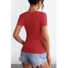 imageATHMILE Womens Long Sleeve CrewneckV Neck Ribbed Tops Fall Fitted Stretch Casual Basic T Shirts 2026Vneckred