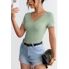 imageATHMILE Womens Long Sleeve CrewneckV Neck Ribbed Tops Fall Fitted Stretch Casual Basic T Shirts 2026Vnecksage Green
