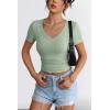 imageATHMILE Womens Long Sleeve CrewneckV Neck Ribbed Tops Fall Fitted Stretch Casual Basic T Shirts 2026Vnecksage Green