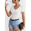 imageATHMILE Womens Long Sleeve CrewneckV Neck Ribbed Tops Fall Fitted Stretch Casual Basic T Shirts 2026Vneckwhite