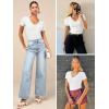 imageATHMILE Womens Long Sleeve CrewneckV Neck Ribbed Tops Fall Fitted Stretch Casual Basic T Shirts 2026Vneckwhite