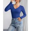 imageATHMILE Womens Long Sleeve CrewneckV Neck Ribbed Tops Fall Fitted Stretch Casual Basic T Shirts 2026Vroyal Blue