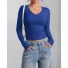 imageATHMILE Womens Long Sleeve CrewneckV Neck Ribbed Tops Fall Fitted Stretch Casual Basic T Shirts 2026Vroyal Blue