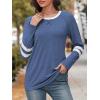 imageATHMILE Womens Long Sleeve Shirts Color Block Casual Crewneck Tops Tshirt Basic Tee Fall Fashion Clothes Trendy Outfits 2026Blue