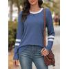 imageATHMILE Womens Long Sleeve Shirts Color Block Casual Crewneck Tops Tshirt Basic Tee Fall Fashion Clothes Trendy Outfits 2026Blue