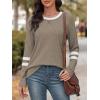 imageATHMILE Womens Long Sleeve Shirts Color Block Casual Crewneck Tops Tshirt Basic Tee Fall Fashion Clothes Trendy Outfits 2026Coffee Grey