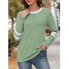 imageATHMILE Womens Long Sleeve Shirts Color Block Casual Crewneck Tops Tshirt Basic Tee Fall Fashion Clothes Trendy Outfits 2026Light Green