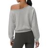 imageATHMILE Womens Off the Shoulder Fleece Sweatshirts Sexy Oversized Pullover Tops Casual Long Sleeve Spring Fall Outfits 2026Gray