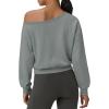 imageATHMILE Womens Off the Shoulder Fleece Sweatshirts Sexy Oversized Pullover Tops Casual Long Sleeve Spring Fall Outfits 2026Gray Blue
