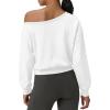 imageATHMILE Womens Off the Shoulder Fleece Sweatshirts Sexy Oversized Pullover Tops Casual Long Sleeve Spring Fall Outfits 2026White
