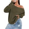 imageATHMILE Womens Off the Shoulder Sweatshirts Fleece Lined Long Sleeve Pullover Tops Oversized Sweater Basic Slouchy ClothesArmy Green