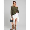 imageATHMILE Womens Off the Shoulder Sweatshirts Fleece Lined Long Sleeve Pullover Tops Oversized Sweater Basic Slouchy ClothesArmy Green