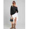 imageATHMILE Womens Off the Shoulder Sweatshirts Fleece Lined Long Sleeve Pullover Tops Oversized Sweater Basic Slouchy ClothesBlack