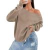 imageATHMILE Womens Off the Shoulder Sweatshirts Fleece Lined Long Sleeve Pullover Tops Oversized Sweater Basic Slouchy ClothesCoffeegrey