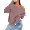 imageATHMILE Womens Off the Shoulder Sweatshirts Fleece Lined Long Sleeve Pullover Tops Oversized Sweater Basic Slouchy ClothesDark Pink