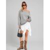 imageATHMILE Womens Off the Shoulder Sweatshirts Fleece Lined Long Sleeve Pullover Tops Oversized Sweater Basic Slouchy ClothesGrey