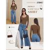 imageATHMILE Womens Scoop Neck Long Sleeve Tops Fashion Ribbed Knit Shirts Slim Fitted Casual Basic Tee T Shirt for Women 2026Abrown
