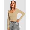 imageATHMILE Womens Scoop Neck Long Sleeve Tops Fashion Ribbed Knit Shirts Slim Fitted Casual Basic Tee T Shirt for Women 2026Blight Beige