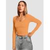 imageATHMILE Womens Scoop Neck Long Sleeve Tops Fashion Ribbed Knit Shirts Slim Fitted Casual Basic Tee T Shirt for Women 2026Borange