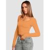 imageATHMILE Womens Scoop Neck Long Sleeve Tops Fashion Ribbed Knit Shirts Slim Fitted Casual Basic Tee T Shirt for Women 2026Borange
