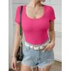 imageATHMILE Womens Scoop Neck Long Sleeve Tops Fashion Ribbed Knit Shirts Slim Fitted Casual Basic Tee T Shirt for Women 2026Chot Pink